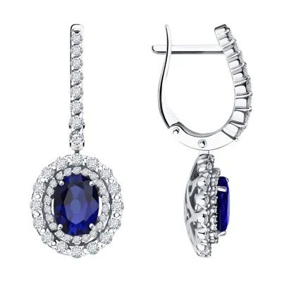 SOKOLOV Diamonds, Серьги из белого золота с бриллиантами и сапфирами, 2021098-3, декоративные, 585 п