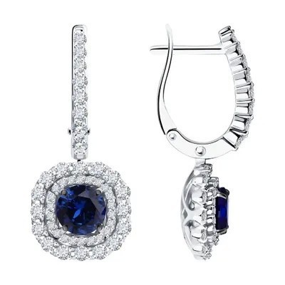 SOKOLOV Diamonds, Серьги из белого золота с бриллиантами и сапфирами, 2021106-3, декоративные, 585 п