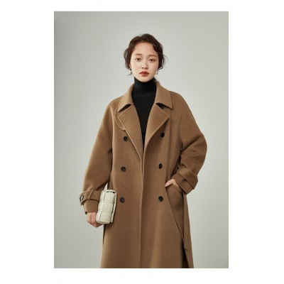 коллекционные товары FSLE Womens Winter Korean Temperament Double-breasted 100% Wool Double-faced Wo