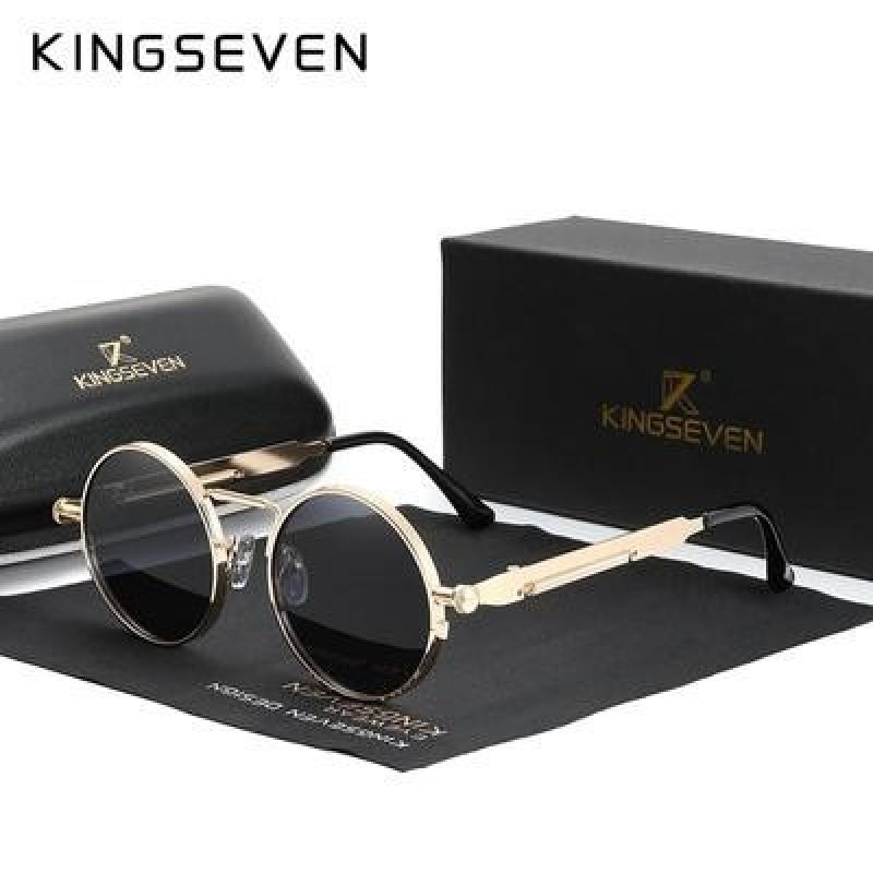 KINGSEVEN Высокое качество Готические стимпанк Солнцезащитные очки Поляризованные мужчины Женщины Бр