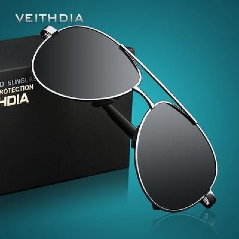 VEITHDIA Мужские солнцезащитные очки Бренд Дизайнер Пилот Поляризованные мужские солнцезащитные очки