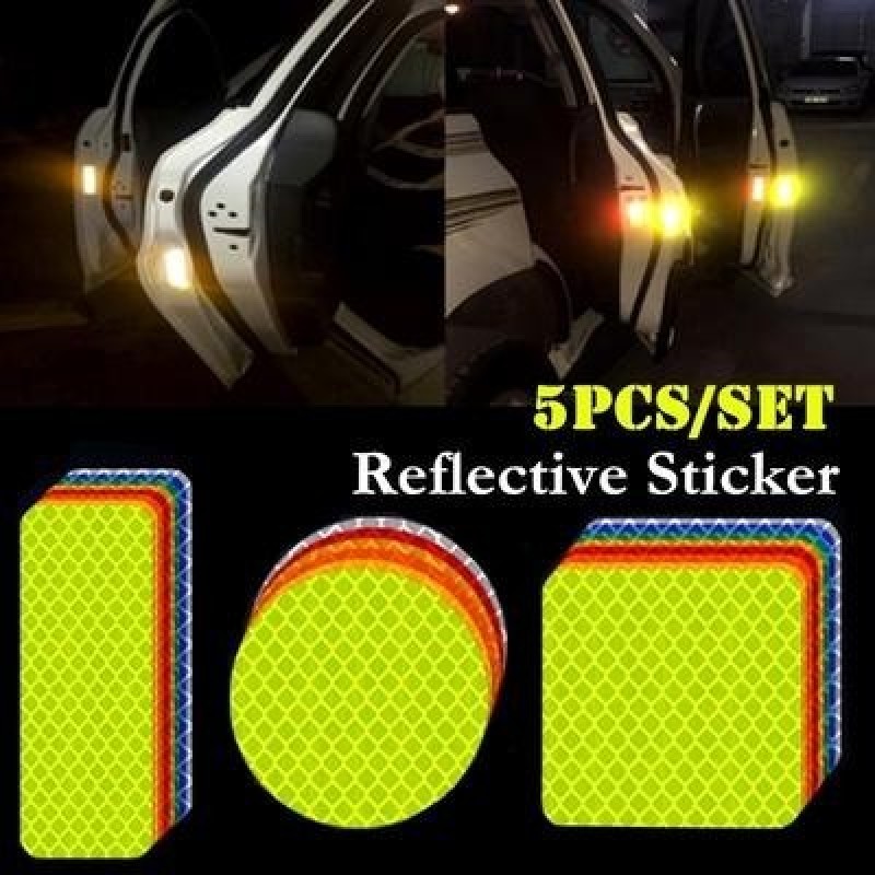 Doofoto 5шт Автомобиль Светоотражающая предупреждающая полоса Наклейки Автомобиль Стиль Самоклеящаяс