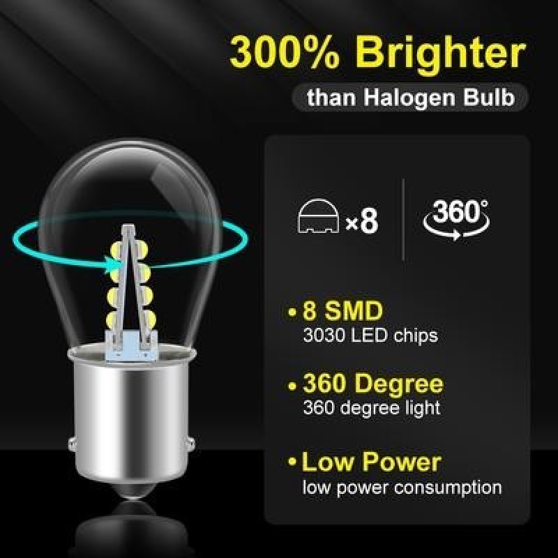 1Pc 1156 1157 8SMD 3030 Led Glass Bulb BA15S BAY15D P21W P21/5W LED R5W R10W Car Tail Turn Signal Li