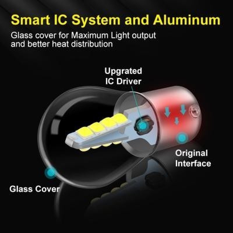 1Pc 1156 1157 8SMD 3030 Led Glass Bulb BA15S BAY15D P21W P21/5W LED R5W R10W Car Tail Turn Signal Li