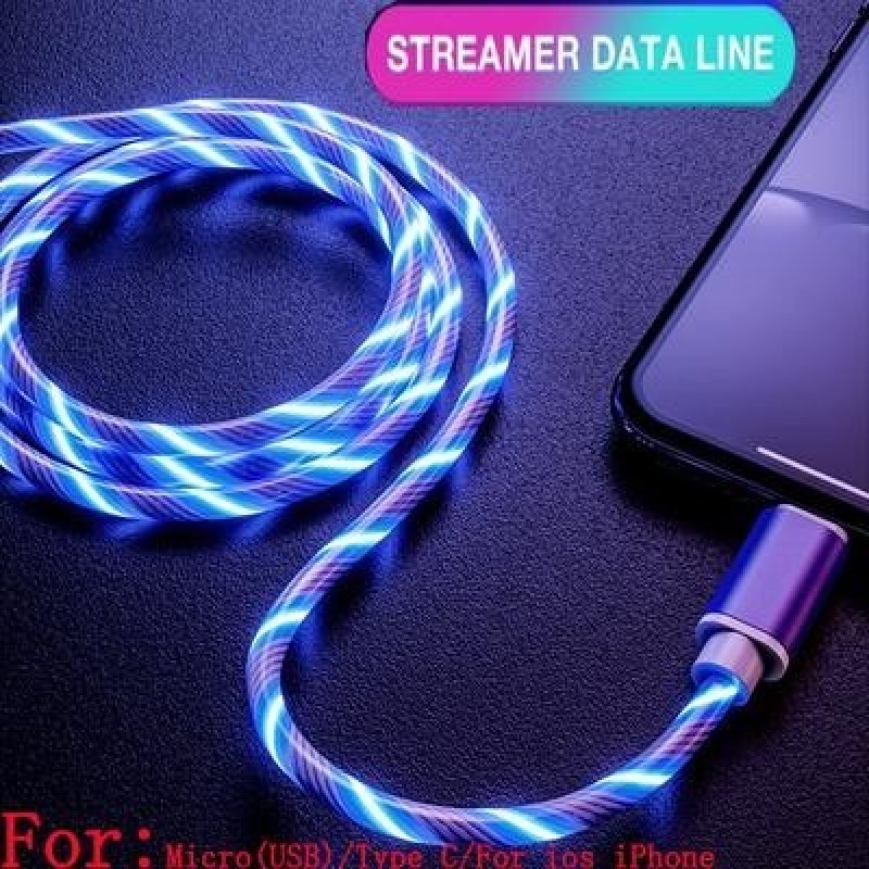 Светящееся зарядное устройство Micro USB Type C для Samsung Galaxy S8 S9 A50 A70