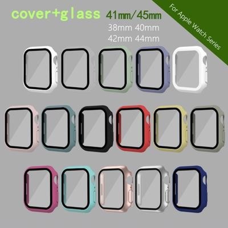Закаленное стекло + чехол для Apple Watch Series 7/6/5/4/3/2/1/SE 38MM 40 41MM 42 44MM 45MM 45MM Экр