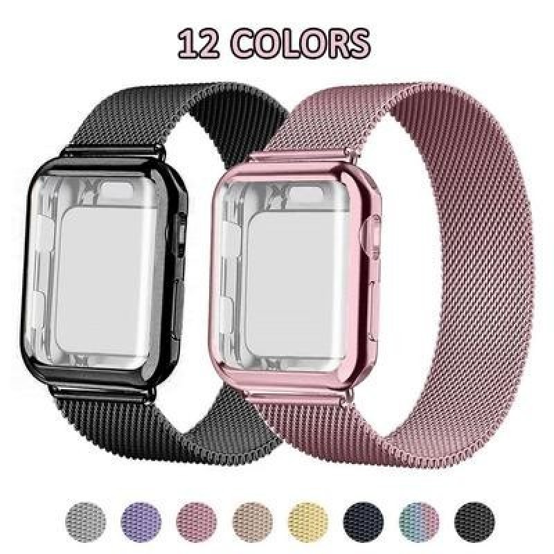 Корпус-Миланский петля Ремешок для Apple Watch Band 38mm 42mm 40mm 44mm браслет из нержавеющей стали