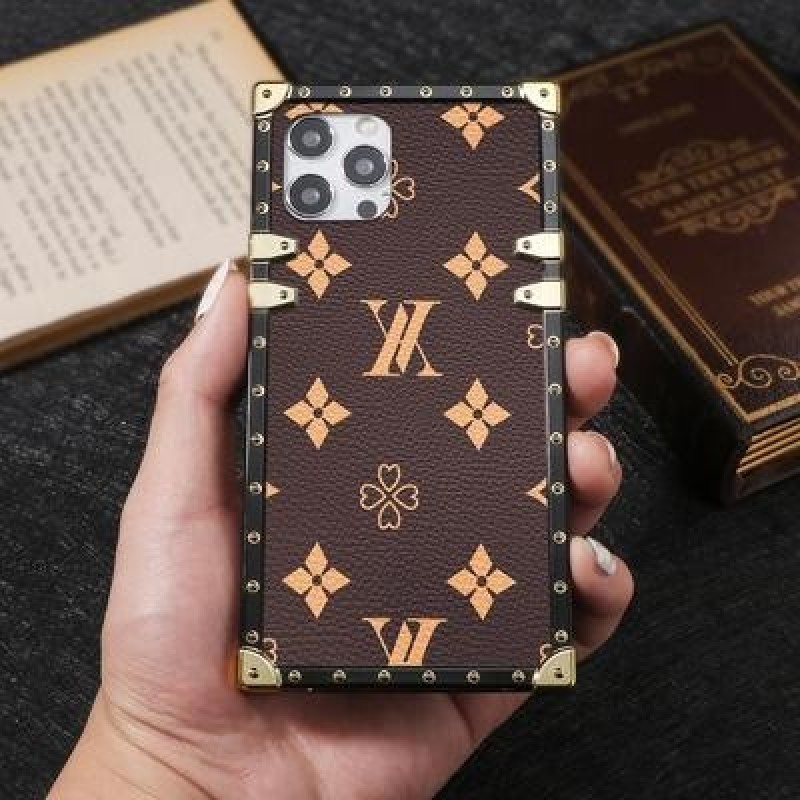 Мода Роскошный Винтаж Квадратный Кожаный Корпус телефона Для iPhone 13 12 мини 11 Pro Макс Геометрич