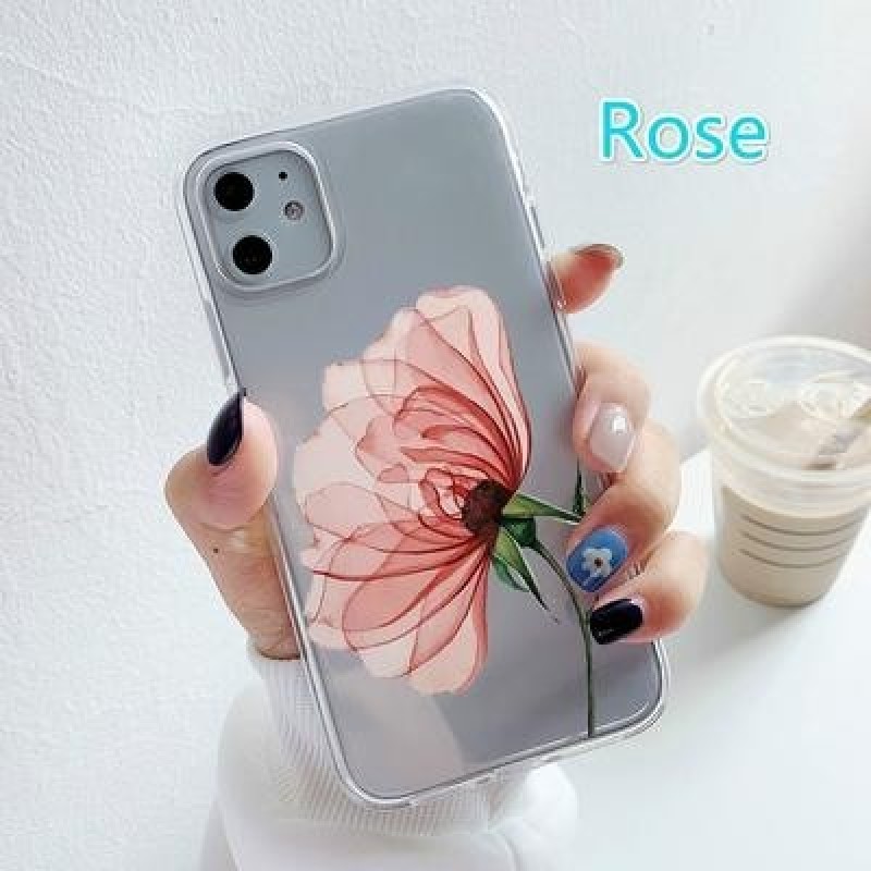 Цветочный прозрачный чехол для телефона для iPhone 12 11 Pro 8 7 6 6s Plus 5 SE 2020 X XR XS Max Xia