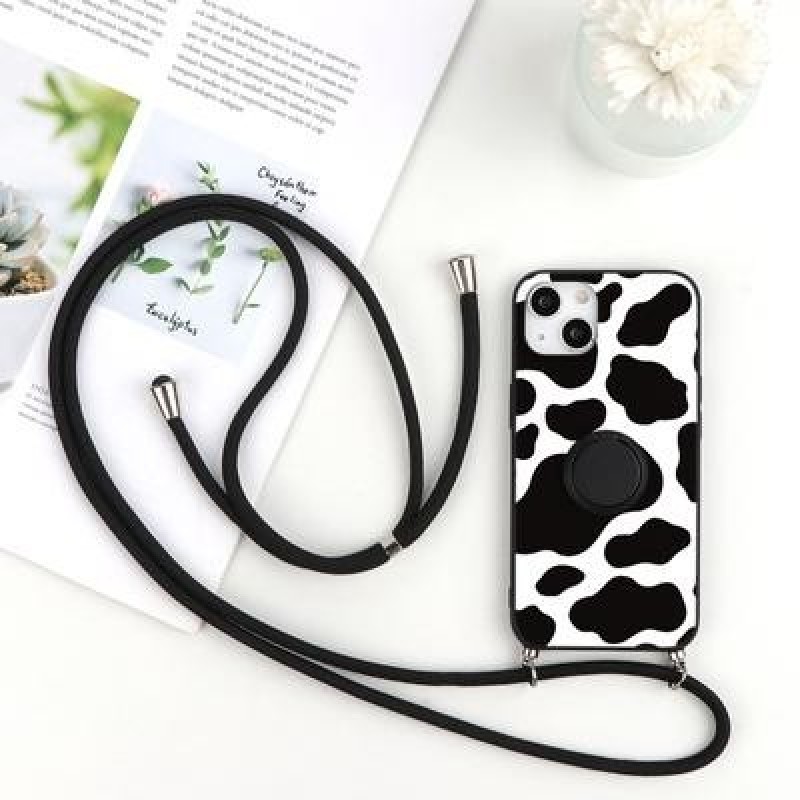 Пятнистый дудл Девушка Складная подставка Держатель Crossbody Ремешок Ремешок Для телефона Чехол для
