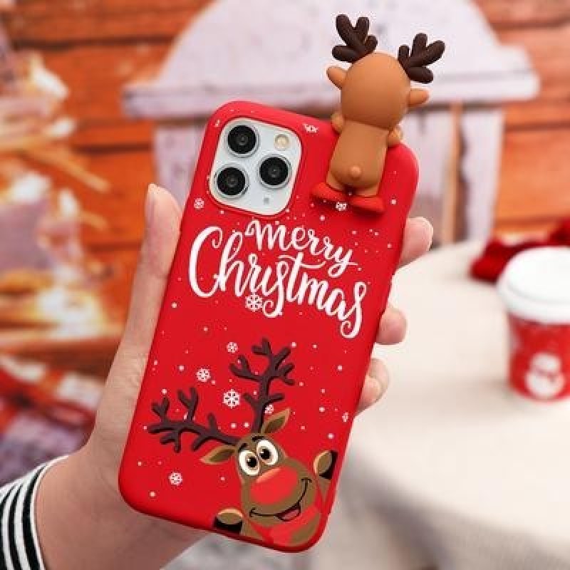Счастливой рождественской елки Deer 3D Чехол для телефона для iPhone 12 11 Pro 8 7 6 Plus XR XS MAX