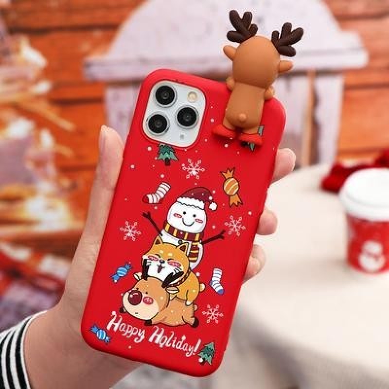 Счастливой рождественской елки Deer 3D Чехол для телефона для iPhone 12 11 Pro 8 7 6 Plus XR XS MAX