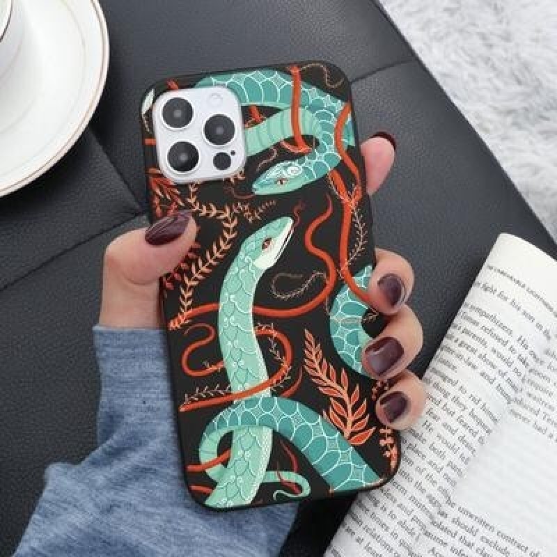 Роскошная змея Цветочная живопись Coque Чехол для телефона для iPhone 7 8 6 6S Plus 10 X 5 5S SE 202