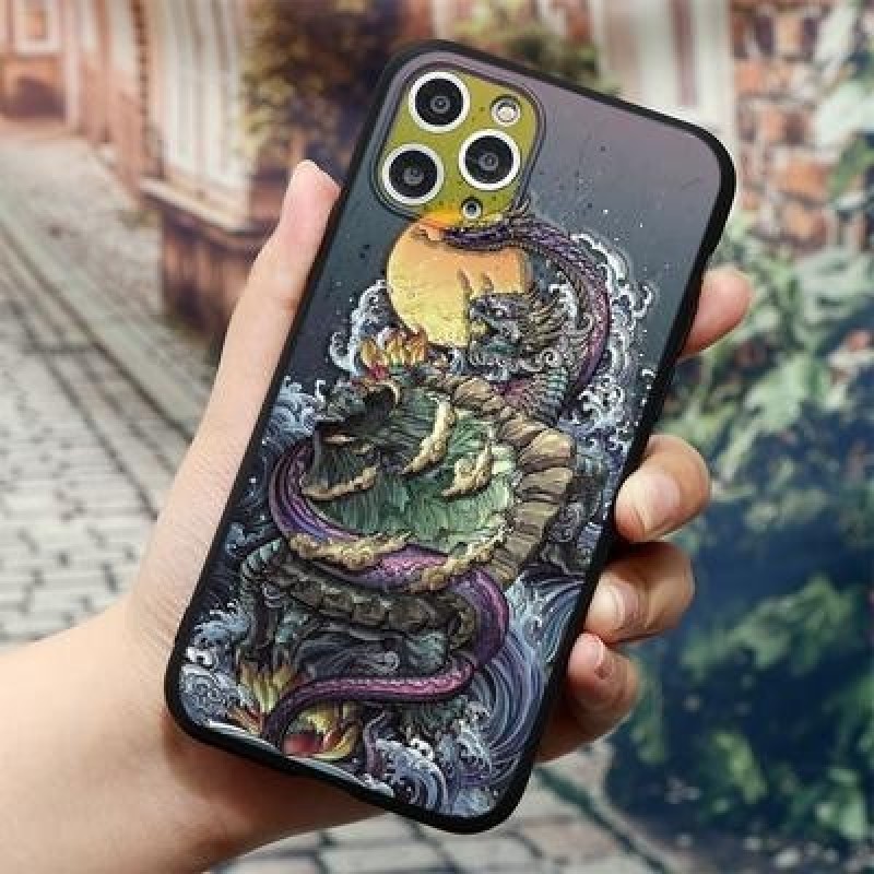 Dragon Phoenix TPU 3D рельефная крышка для iPhone 13 12 14 11 Pro Max SE 2022 Samsung A53 A50 A30 A7