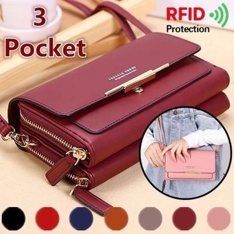 Женщины Кожа Satchel Двойной слой плеча мешок Малый Кроссбоди Кошелек