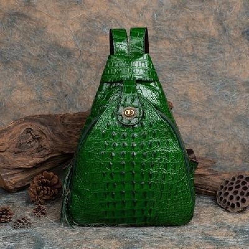 Натуральная кожа Ретро Многоцелевая сумка на плечо Женщины Рюкзак Тиснение Крокодил Узор Досуг Коров