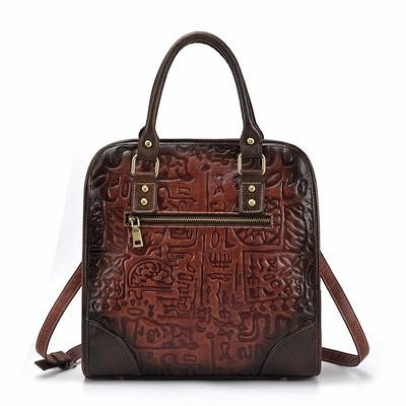 Винтаж Подлинная кожа Totes Женщины Письмо Молния Crossbody & Плечо Сумки Универсальная сумка-ме