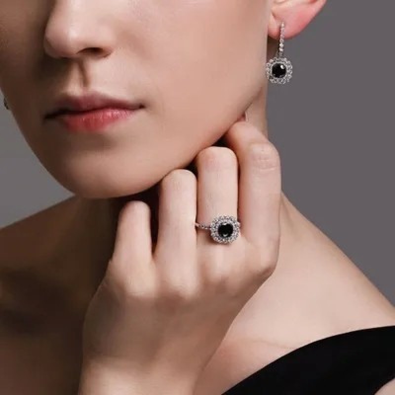 SOKOLOV Diamonds, Серьги из белого золота с бриллиантами и сапфирами, 2021106-3, декоративные, 585 п