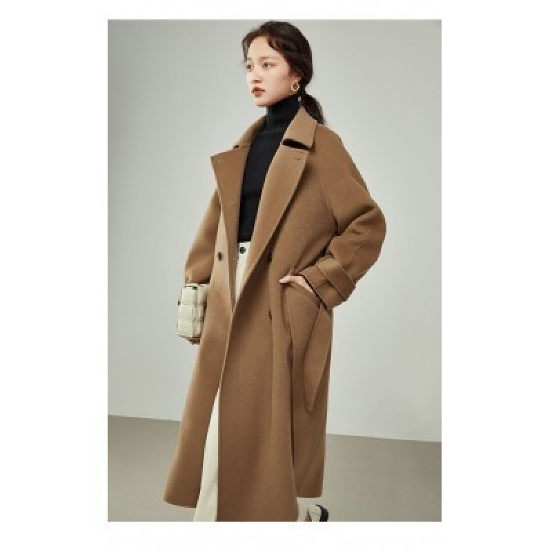 коллекционные товары FSLE Womens Winter Korean Temperament Double-breasted 100% Wool Double-faced Wo