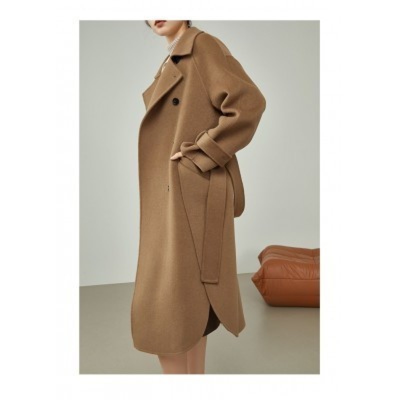 коллекционные товары FSLE Womens Winter Korean Temperament Double-breasted 100% Wool Double-faced Wo